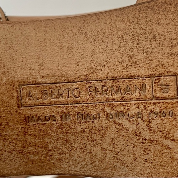 New ALBERTO FERMANI Strappy Block Heel Sandals Leather Tan Made In Italy - Picture 14 of 16